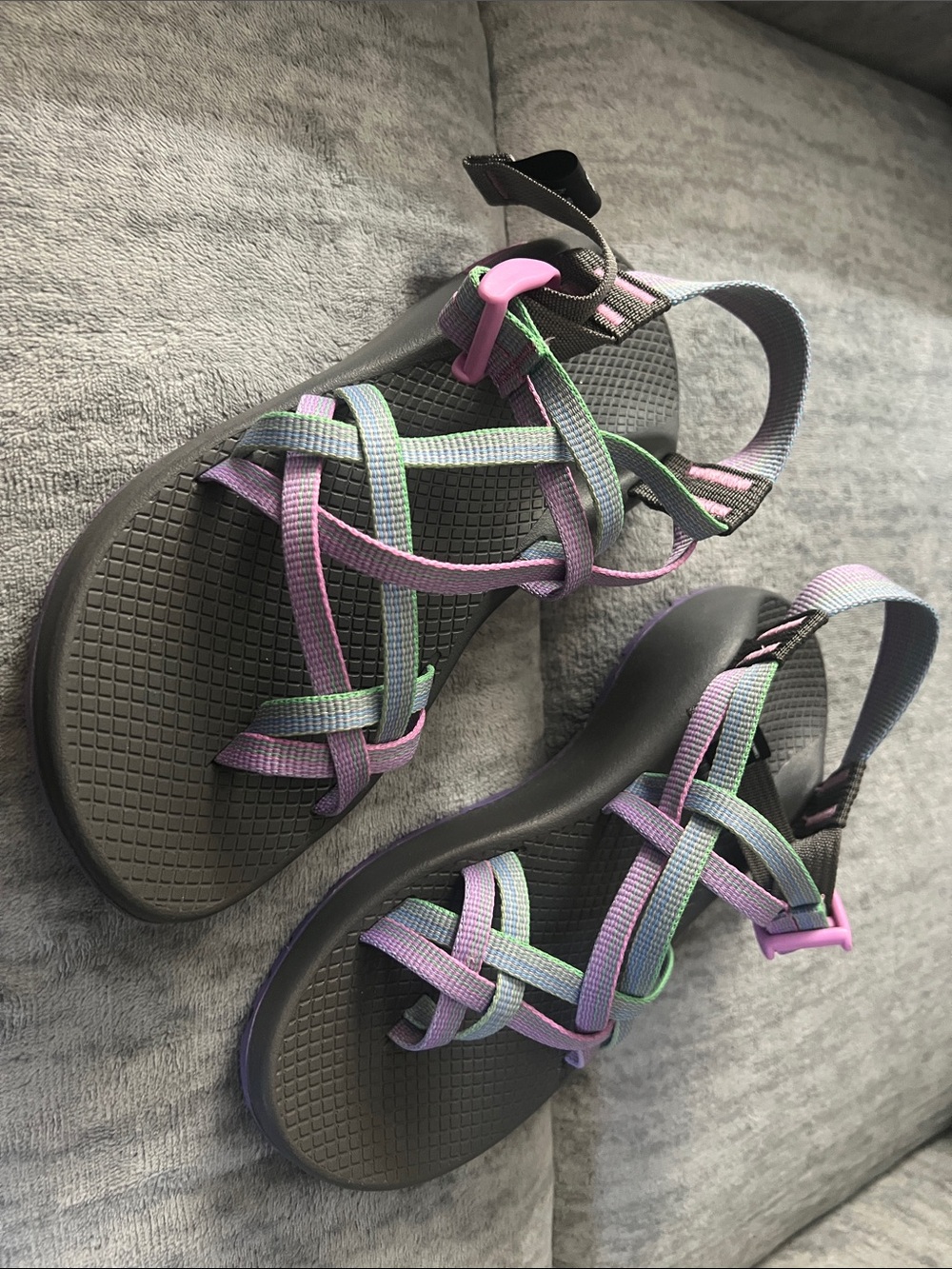 Women's Multicolor Strappy Sport Sandals - Purple/Green